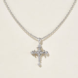  Ornate Iris Cross Pendant Necklace in 925 Sterling Silver - friendship necklace gift from Bestie Keepsake