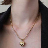  Ornate Textured Heart Pendant Necklace in 18K Gold Plated Brass - friendship necklace gift from Bestie Keepsake