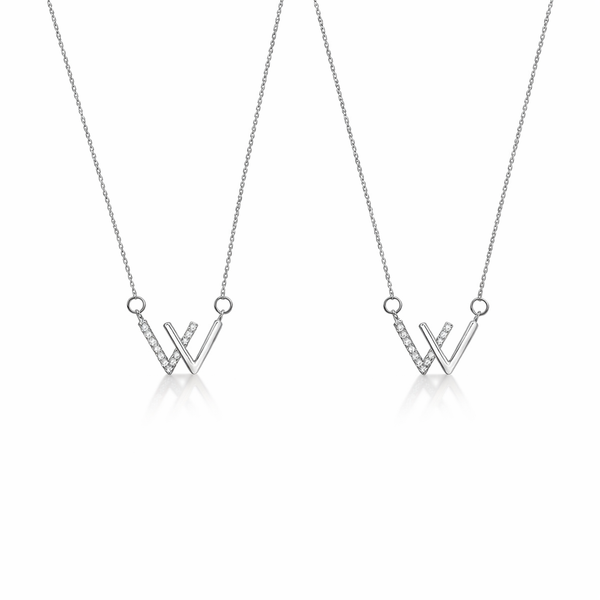  Pavé Initial W Pendant Necklace - friendship necklace gift from Bestie Keepsake