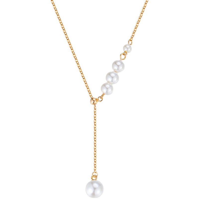  Pearl Drop Y-Necklace in S925 Sterling Silver - friendship necklace gift from Bestie Keepsake