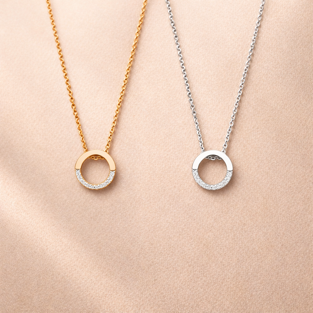 Pavé Open Circle Pendant Necklace in Alloy - friendship necklace gift from Bestie Keepsake