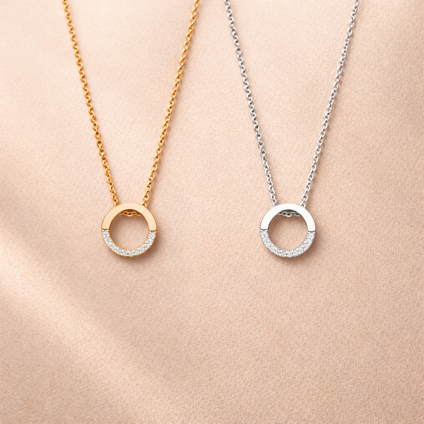  Pavé Open Circle Pendant Necklace in Alloy - friendship necklace gift from Bestie Keepsake