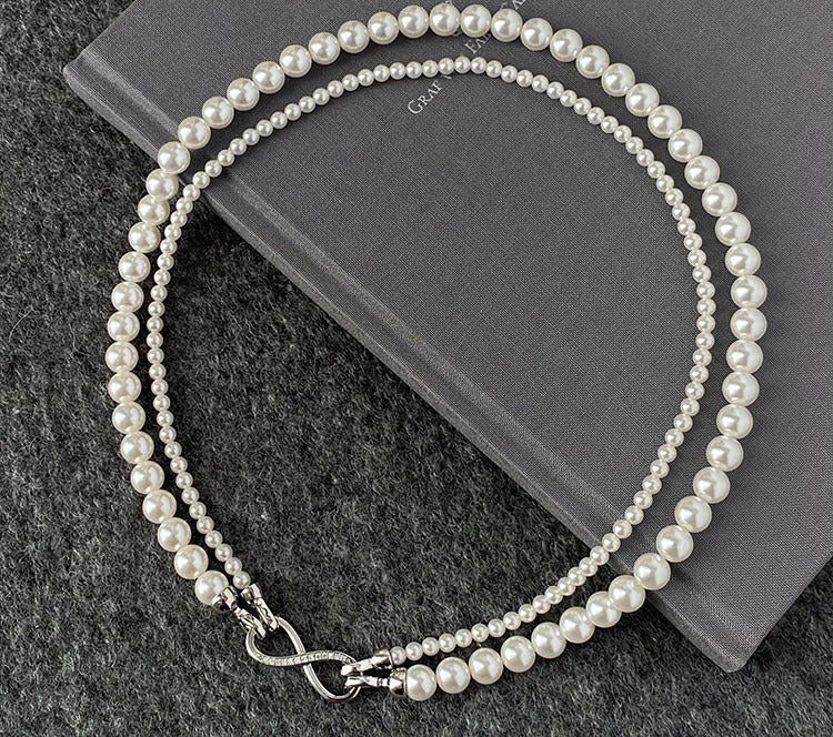  Infinity Clasp Mixed Pearl and Bead Necklace - friendship necklace gift from Bestie Keepsake