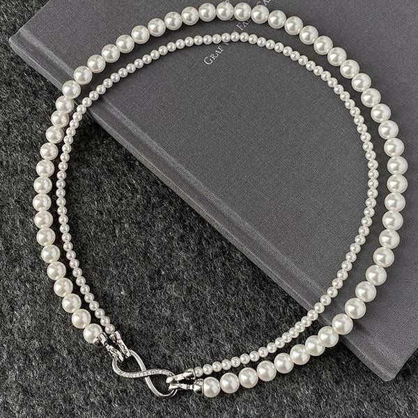  Infinity Clasp Mixed Pearl and Bead Necklace - friendship necklace gift from Bestie Keepsake