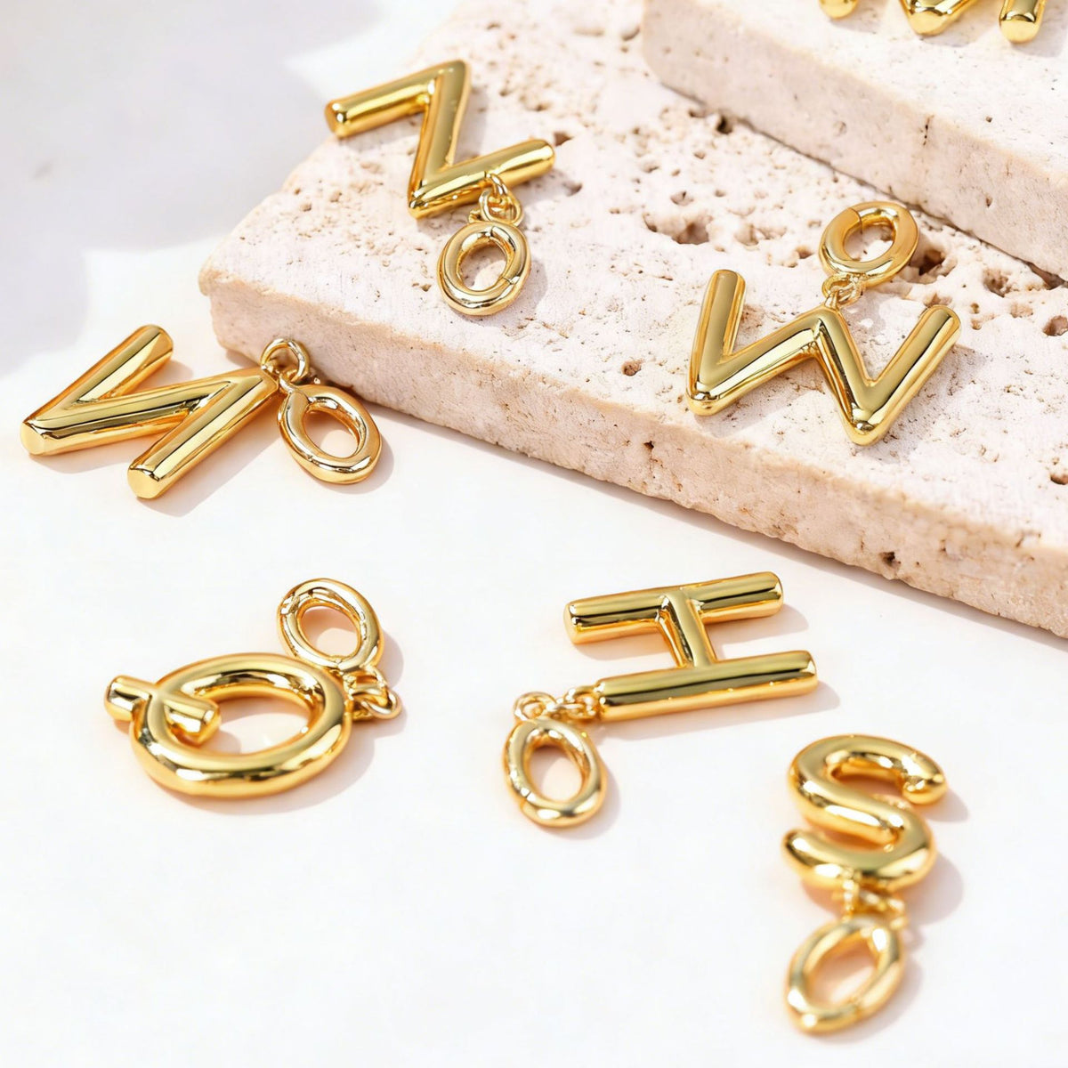  Polished Initial Pendant Necklace 18K Gold Plated - friendship necklace gift from Bestie Keepsake