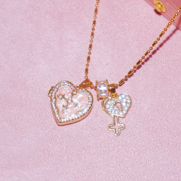 Ornate Heart Locket Pendant Necklace - friendship necklace gift from Bestie Keepsake