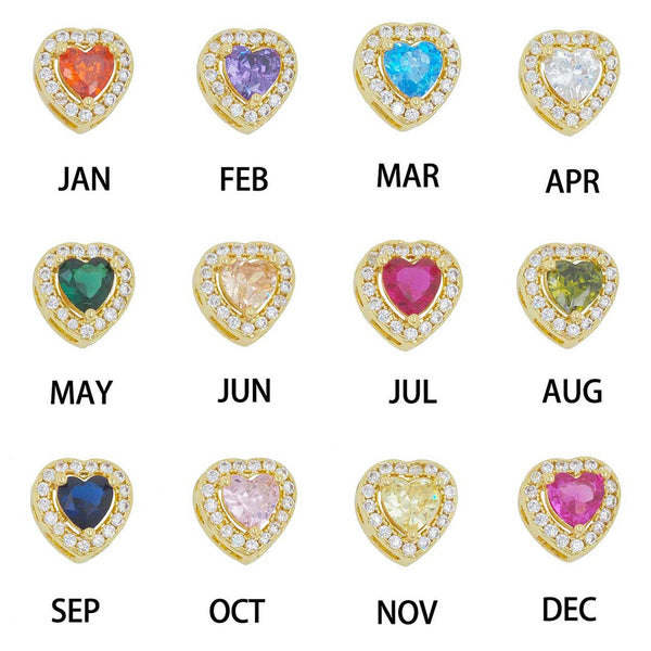  Pave Initial & Heart Birthstone Necklace in 18K Gold Finish - friendship necklace gift from Bestie Keepsake