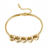  Heart Charm Snake Chain Bracelet in Stainless Steel - friendship necklace gift from Bestie Keepsake