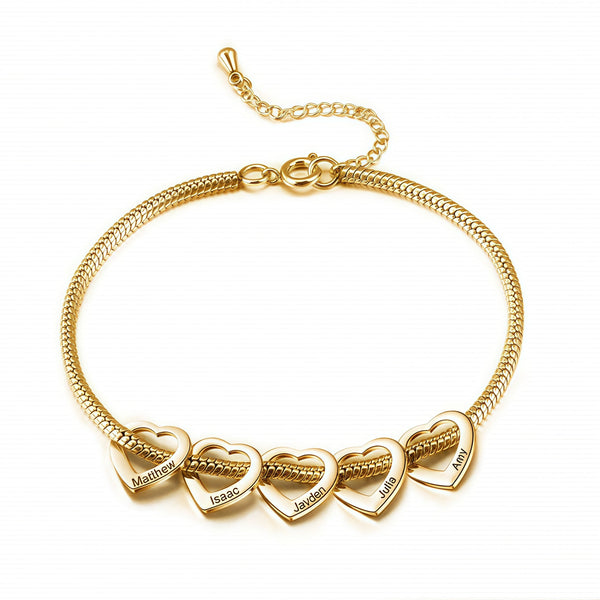  Heart Charm Snake Chain Bracelet in Stainless Steel - friendship necklace gift from Bestie Keepsake