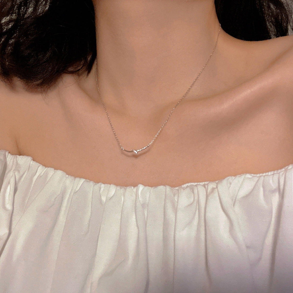  Dainty Twisted Bar Necklace in S925 Sterling Silver - friendship necklace gift from Bestie Keepsake
