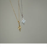  North Star Pendant Necklace 925 Sterling Silver - friendship necklace gift from Bestie Keepsake