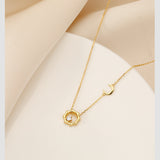  Celestial Sun and Moon Octagon Necklace Sterling Silver - friendship necklace gift from Bestie Keepsake