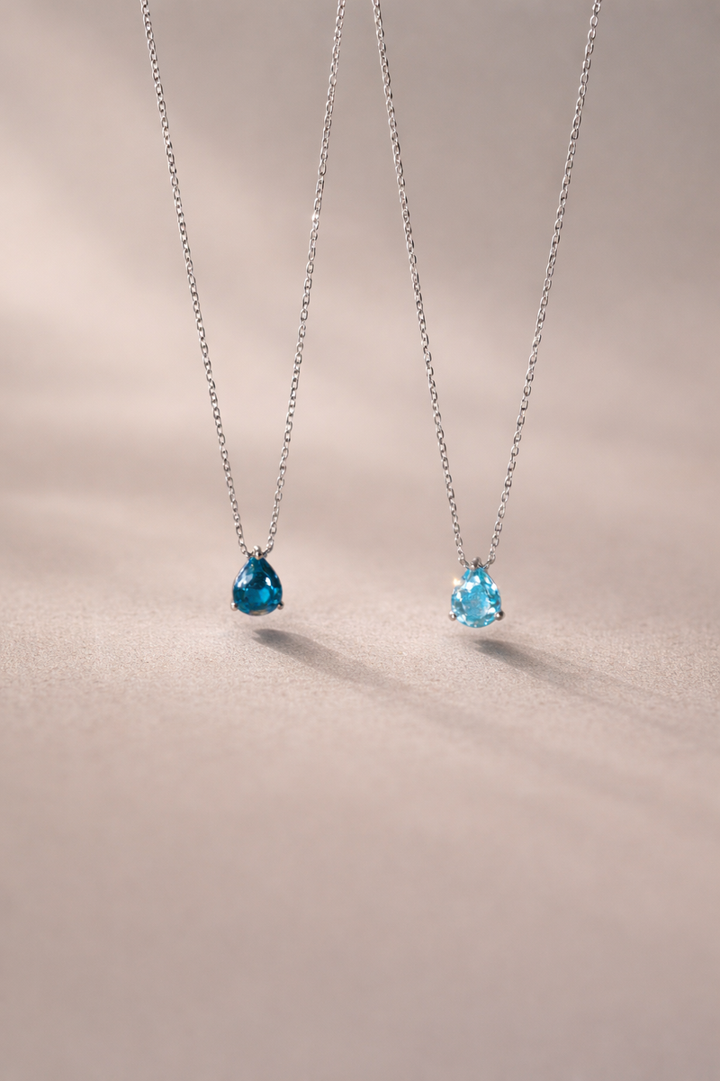  Teardrop Zircon Necklace in Sterling Silver - friendship necklace gift from Bestie Keepsake