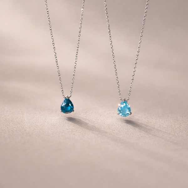  Teardrop Zircon Necklace in Sterling Silver - friendship necklace gift from Bestie Keepsake