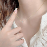  Dainty Pearl & Zirconia 925 Sterling Silver Necklace - friendship necklace gift from Bestie Keepsake