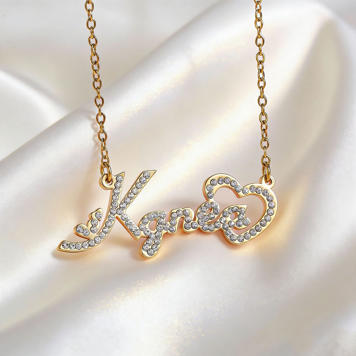  Iced Script Heart Custom Name Necklace - friendship necklace gift from Bestie Keepsake