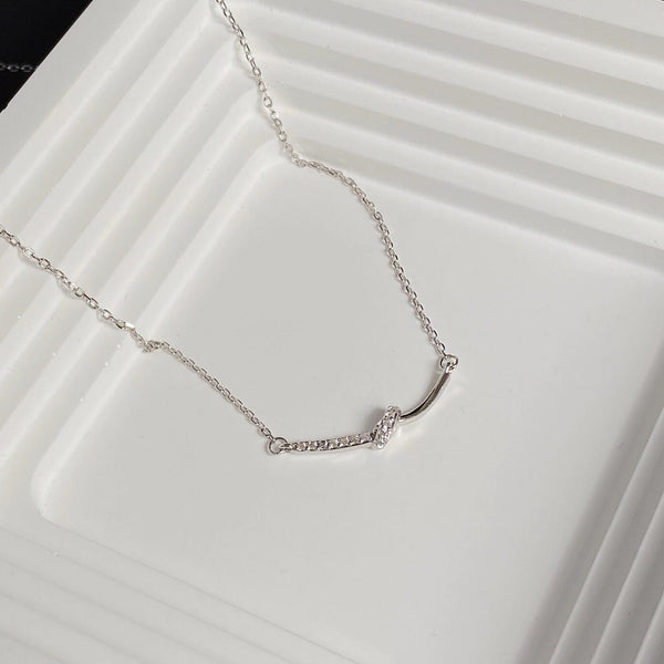  Dainty Twisted Bar Necklace in S925 Sterling Silver - friendship necklace gift from Bestie Keepsake