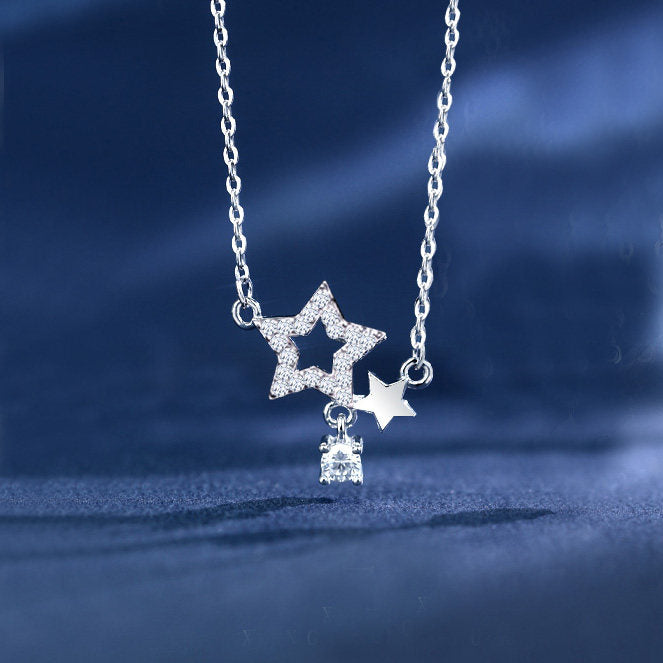 Celestial Star & Moon Silver Necklace | Bestie Keepsake