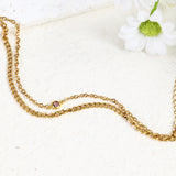  Layered Birthstone Chain Bracelet in Stainless Steel - friendship necklace gift from Bestie Keepsake