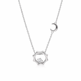  Celestial Sun and Moon Octagon Necklace Sterling Silver - friendship necklace gift from Bestie Keepsake