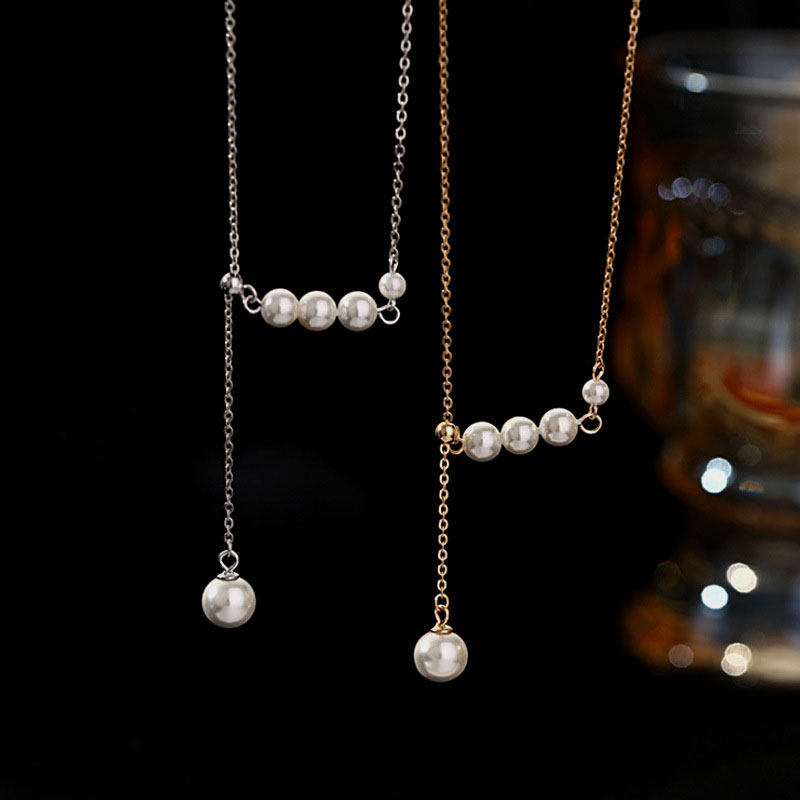  Pearl Drop Y-Necklace in S925 Sterling Silver - friendship necklace gift from Bestie Keepsake