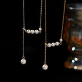 Pearl Drop Y-Necklace in S925 Sterling Silver - friendship necklace gift from Bestie Keepsake