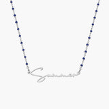  Script Name Beaded Rosary Necklace in Stainless Steel - friendship necklace gift from Bestie Keepsake