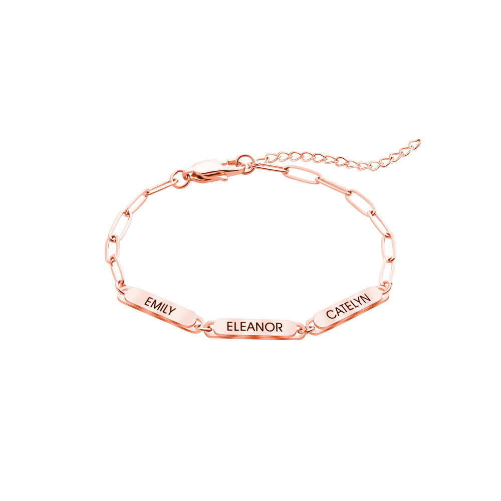  Engraved Name Bar Paperclip Link Bracelet Stainless Steel - friendship necklace gift from Bestie Keepsake