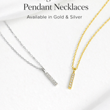  Pave Slender Bar Necklace in 925 Sterling Silver - friendship necklace gift from Bestie Keepsake