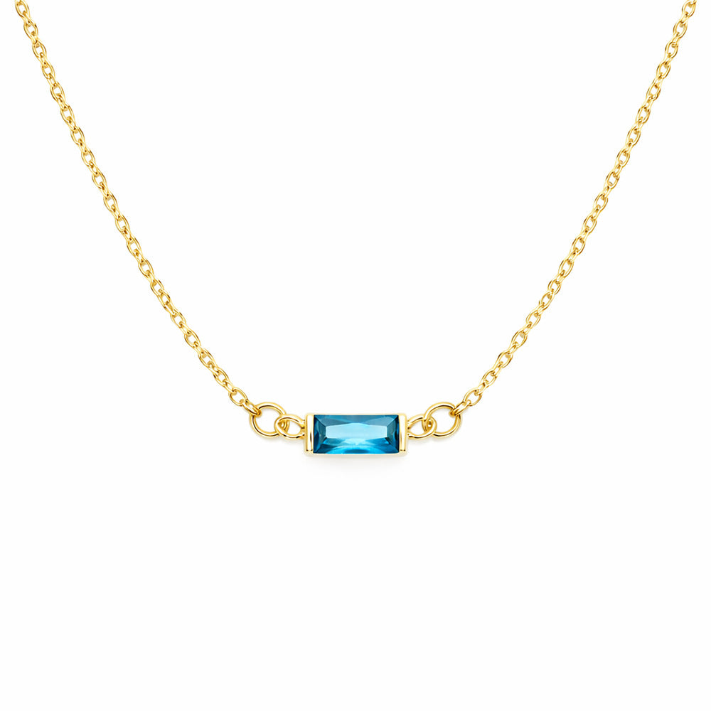  Baguette Birthstone Bar Necklace Stainless Steel - friendship necklace gift from Bestie Keepsake