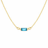  Baguette Birthstone Bar Necklace Stainless Steel - friendship necklace gift from Bestie Keepsake