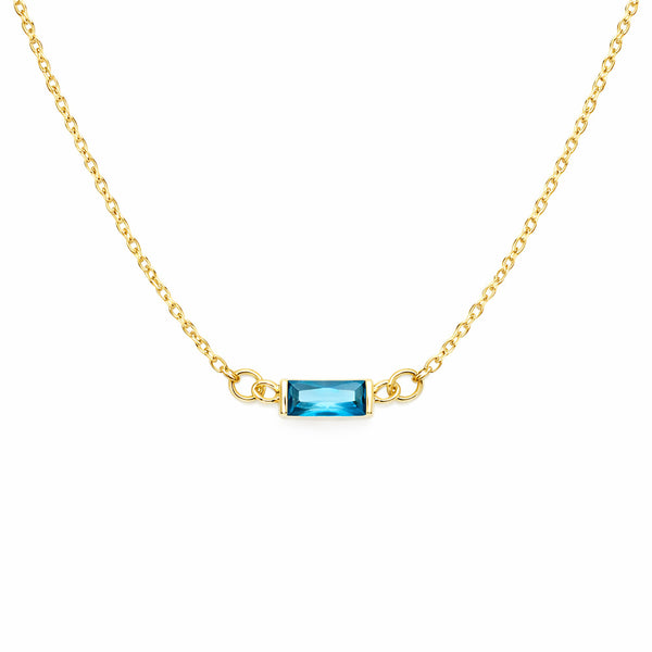  Baguette Birthstone Bar Necklace Stainless Steel - friendship necklace gift from Bestie Keepsake