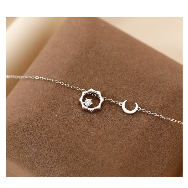  Celestial Sun and Moon Octagon Necklace Sterling Silver - friendship necklace gift from Bestie Keepsake