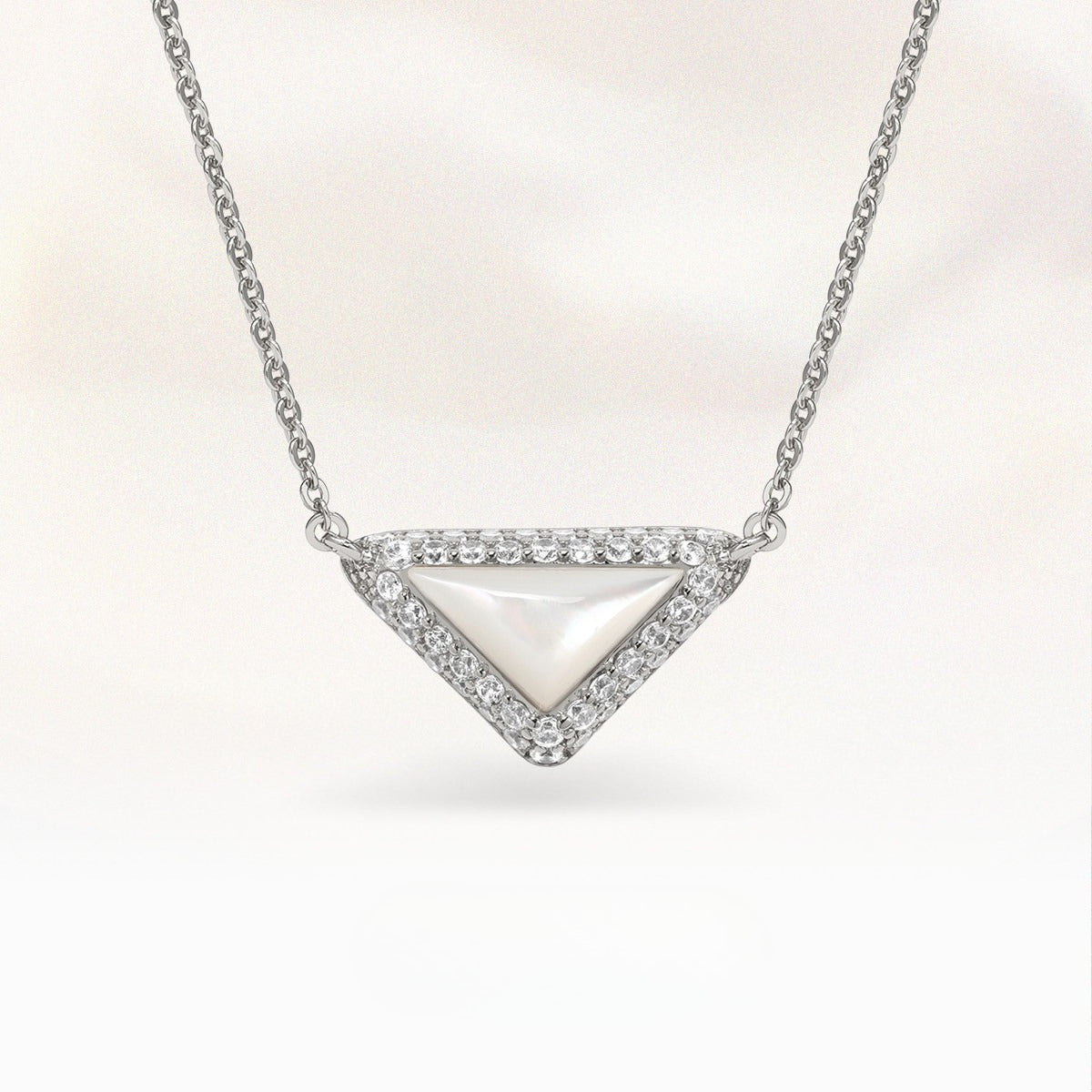  Delta Geometric Triangle Necklace with Stone Inlay - friendship necklace gift from Bestie Keepsake