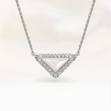  Delta Geometric Triangle Necklace with Stone Inlay - friendship necklace gift from Bestie Keepsake