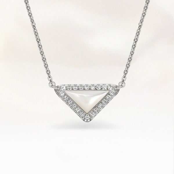 Delta Geometric Triangle Necklace with Stone Inlay - friendship necklace gift from Bestie Keepsake