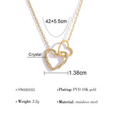  Interlocking Pavé Crystal Necklace in 18K Gold Plated Stainless Steel - friendship necklace gift from Bestie Keepsake