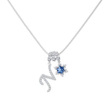  Pavé Initial and Blue Crystal Bloom Necklace - friendship necklace gift from Bestie Keepsake