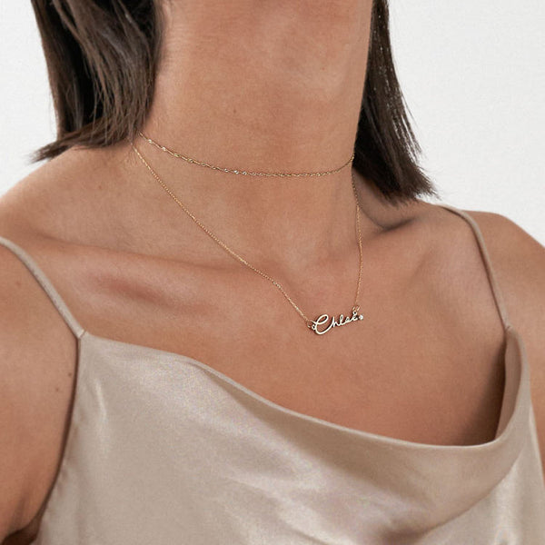  Cursive Script Name Necklace with Sparkling Accent in S925 Sterling Silver - friendship necklace gift from Bestie Keepsake