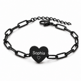  Heart Charm Paperclip Link Bracelet in Stainless Steel - friendship necklace gift from Bestie Keepsake