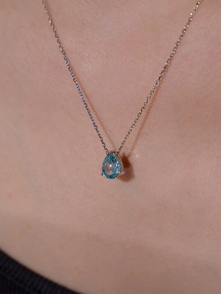  Teardrop Zircon Necklace in Sterling Silver - friendship necklace gift from Bestie Keepsake