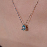  Teardrop Zircon Necklace in Sterling Silver - friendship necklace gift from Bestie Keepsake