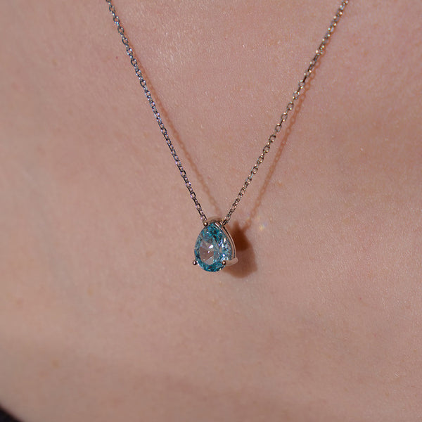  Teardrop Zircon Necklace in Sterling Silver - friendship necklace gift from Bestie Keepsake