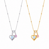  Heart & Baguette Crystal Teardrop Necklace - friendship necklace gift from Bestie Keepsake