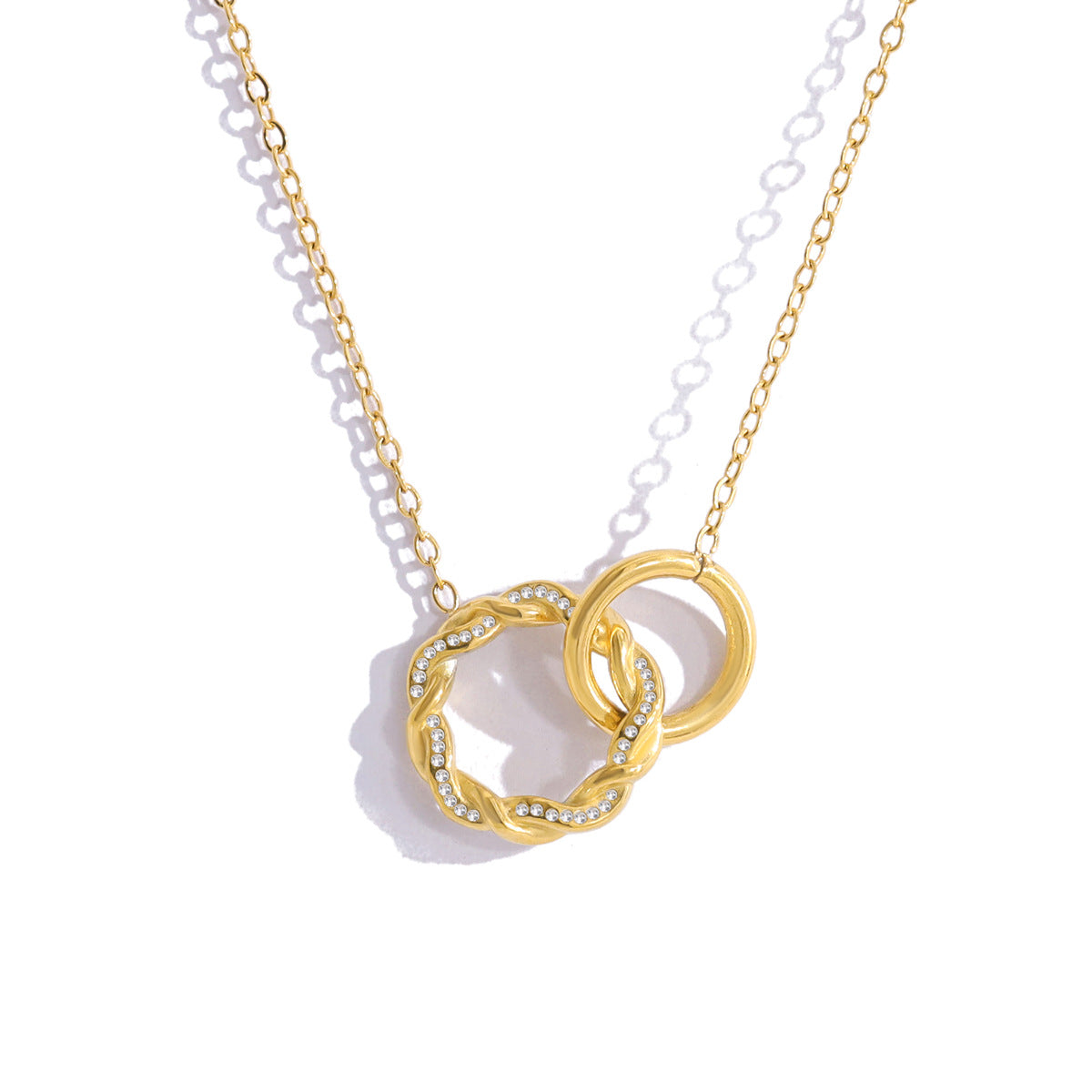  Interlocking Pavé Crystal Necklace in 18K Gold Plated Stainless Steel - friendship necklace gift from Bestie Keepsake