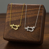  Pave Crystal Horseshoe Necklace in Titanium Steel - friendship necklace gift from Bestie Keepsake