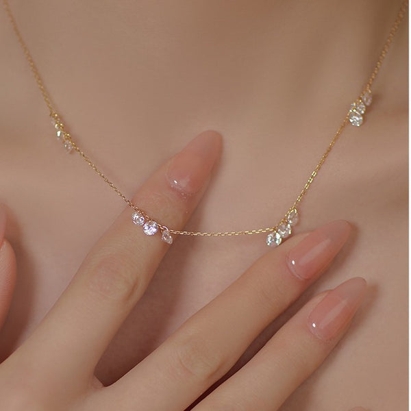  Dainty Crystal Drop Necklace Set - friendship necklace gift from Bestie Keepsake