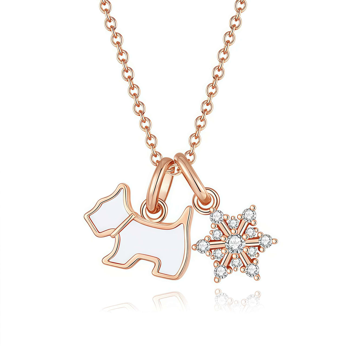  Playful Scottie Dog Charm Necklace in 18K Rose Gold over Sterling Silver - friendship necklace gift from Bestie Keepsake