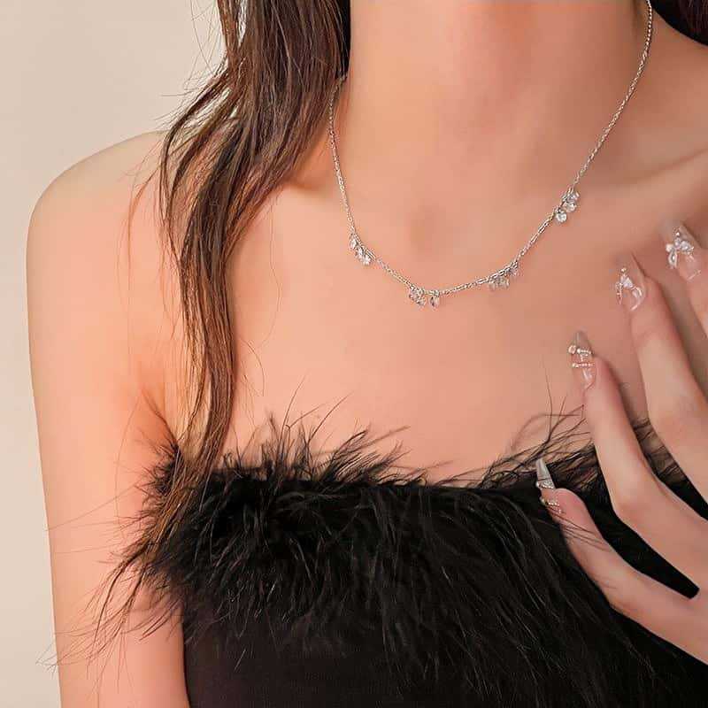  Dainty Crystal Drop Necklace Set - friendship necklace gift from Bestie Keepsake