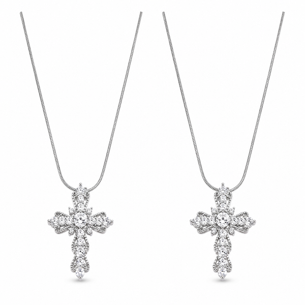  Ornate Zirconia Cross Pendant Necklace - friendship necklace gift from Bestie Keepsake